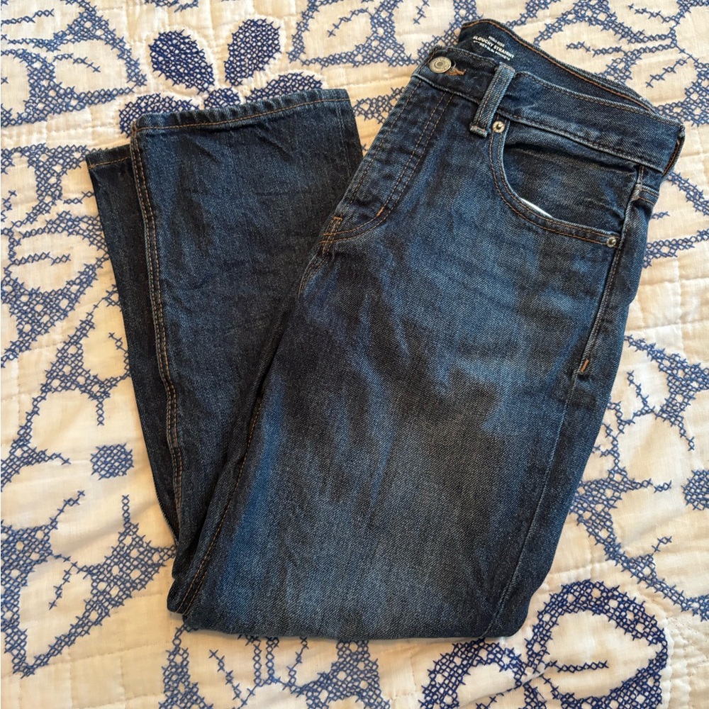 Old Navy High-Rise Slouchy Straight Crop Jeans - Blue